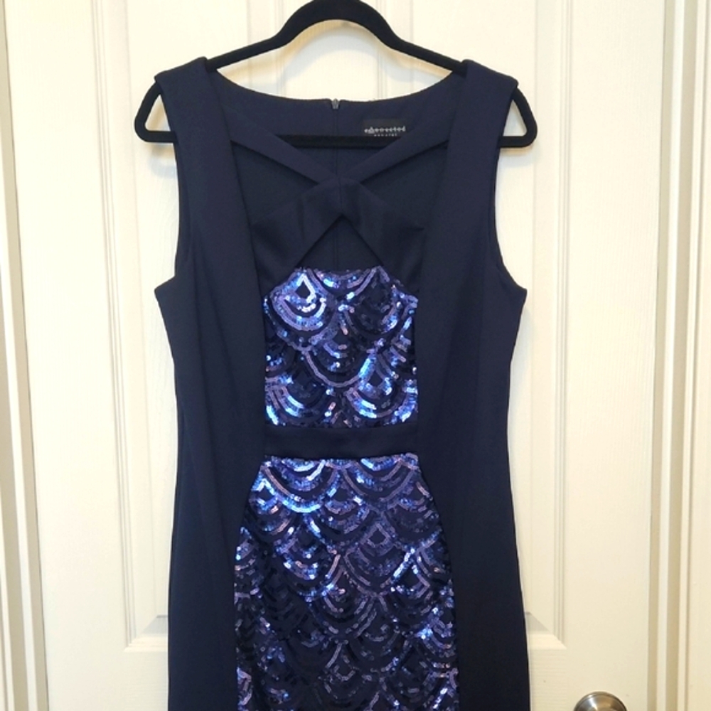 Connected Apparel Black Sheath Mini Dress